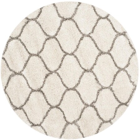 Safavieh Sgh-Hudson Shag Power Loomed Round Rugs, Ivory and Grey - 7 x 7 ft. SGH280A-7R